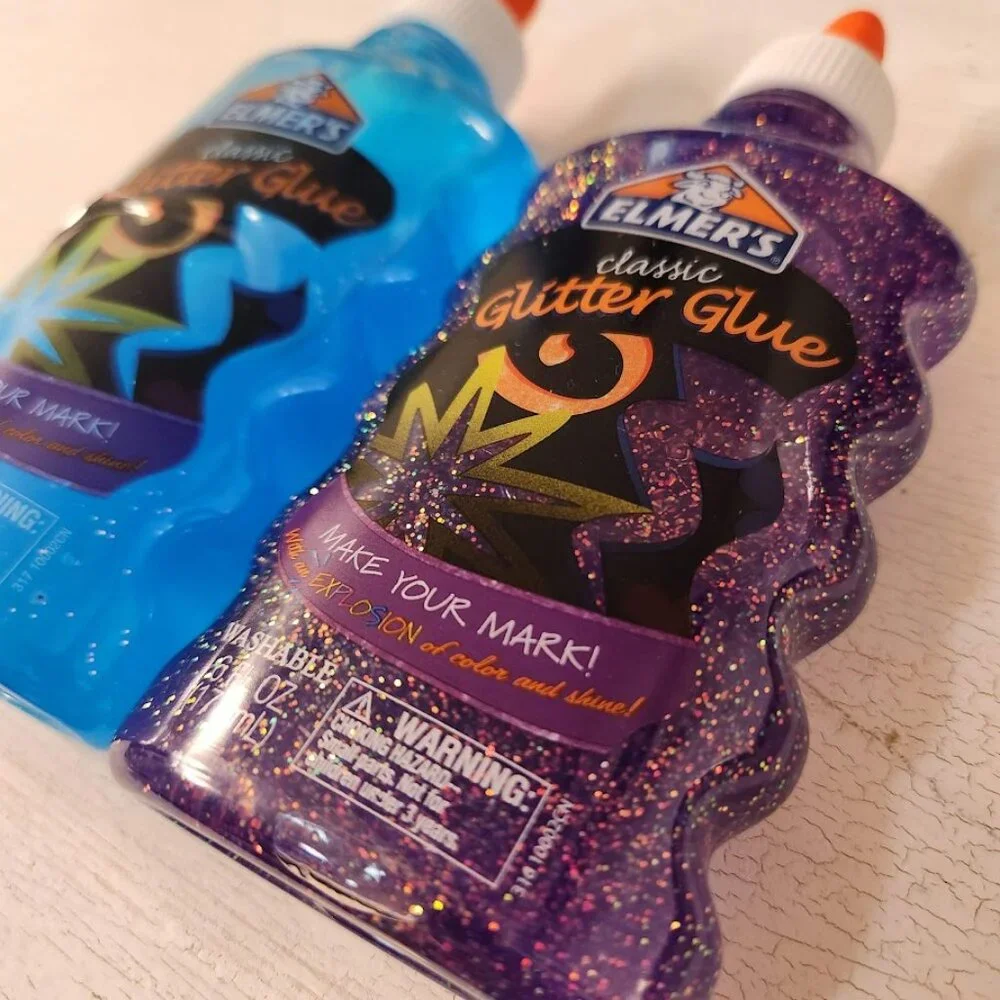 New 2x Elmer's Liquid Glitter Glue Blue purple school supplies Slime arts crafts